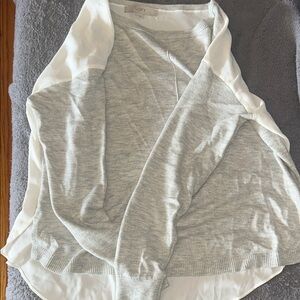 LOFT Light Gray and White Knit Top